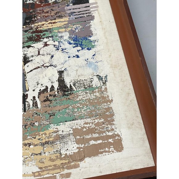 Painting native American southwestern wood frame tribal dress sheep mountain sky - Picture 7 of 9